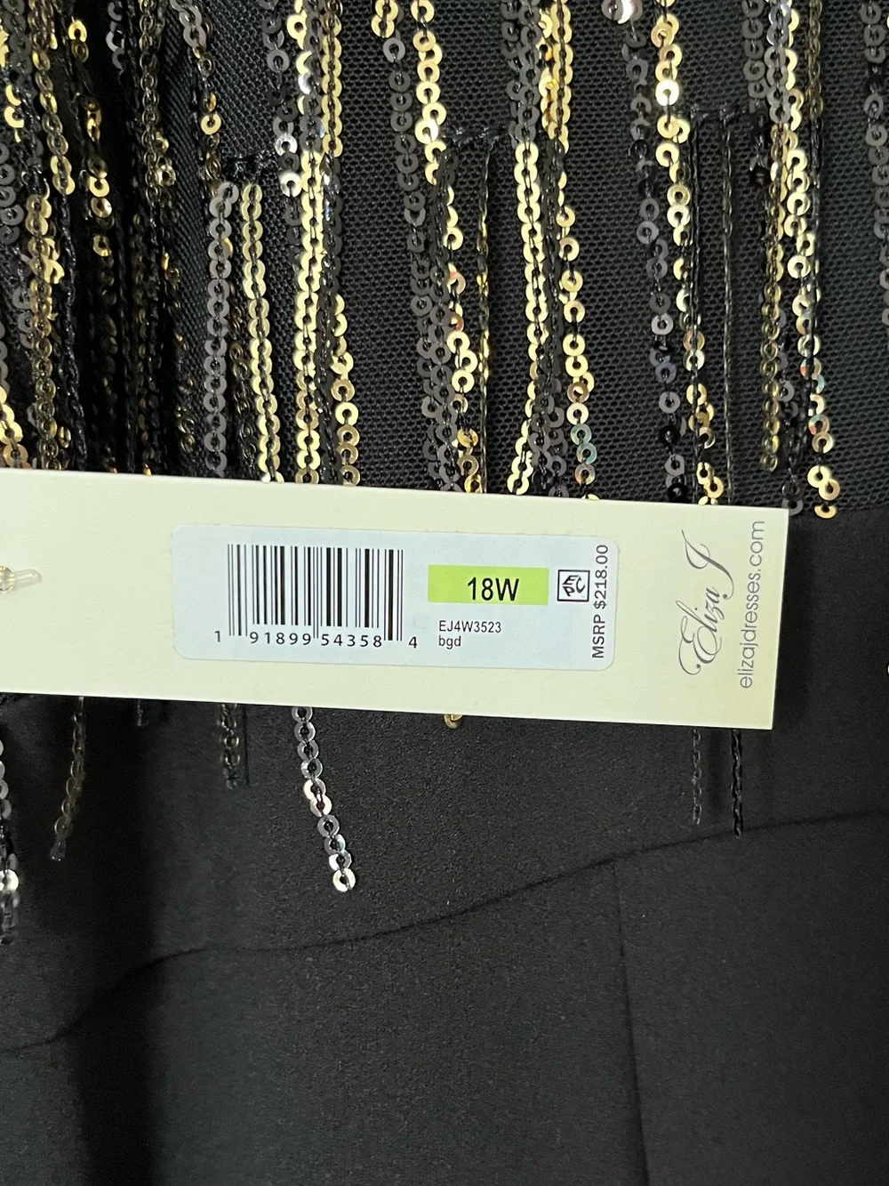 🖤✨ Eliza J Sequin Fringe Straight-Leg Jumpsuit Dress Sequin Size 18W NWT